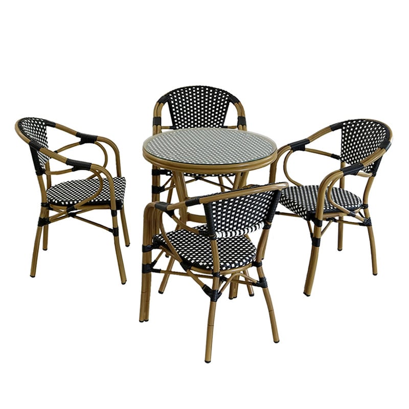 住まいスタイル プレジール ラウンドテーブル 5点セット ブラック PLS-R70-5PSET-BLK 1セット（ご注文単位1セット）【直送品】