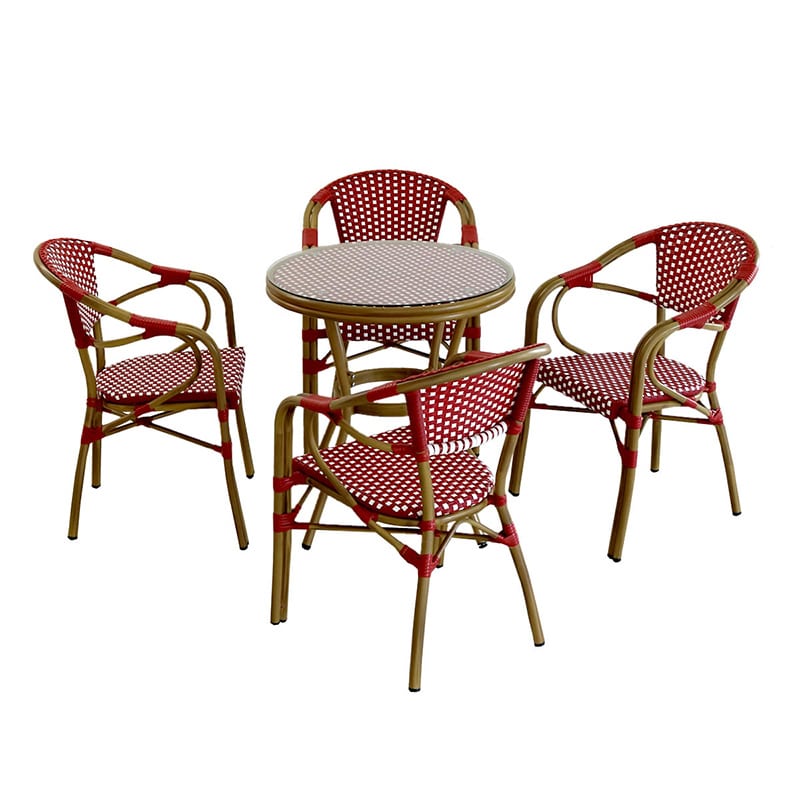 住まいスタイル プレジール ラウンドテーブル 5点セット レッド PLS-R70-5PSET-RED 1セット（ご注文単位1セット）【直送品】