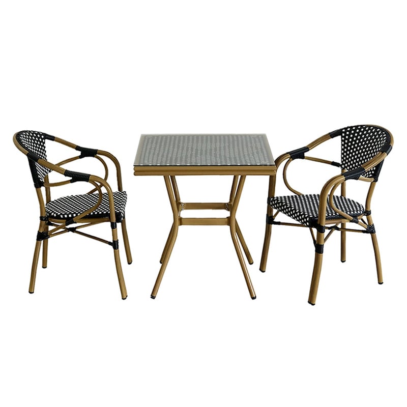 住まいスタイル プレジール スクエアテーブル 3点セット ブラック PLS-S70-3PSET-BLK 1セット（ご注文単位1セット）【直送品】