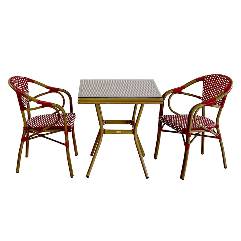 住まいスタイル プレジール スクエアテーブル 3点セット レッド PLS-S70-3PSET-RED 1セット（ご注文単位1セット）【直送品】