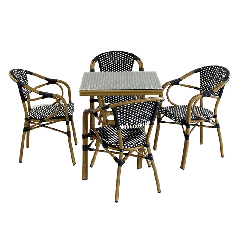 住まいスタイル プレジール スクエアテーブル 5点セット ブラック PLS-S70-5PSET-BLK 1セット（ご注文単位1セット）【直送品】