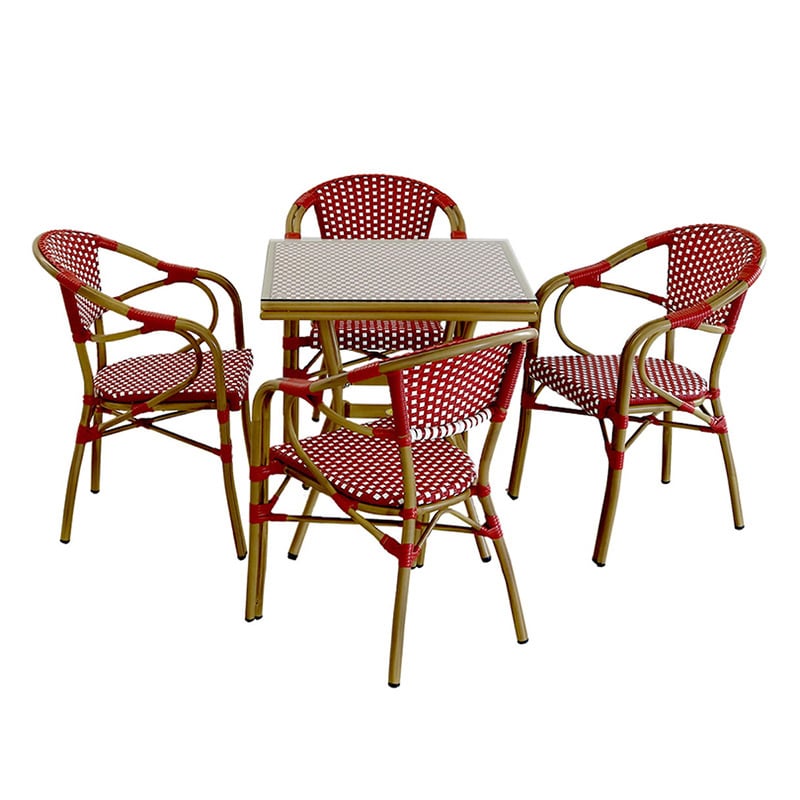 住まいスタイル プレジール スクエアテーブル 5点セット レッド PLS-S70-5PSET-RED 1セット（ご注文単位1セット）【直送品】