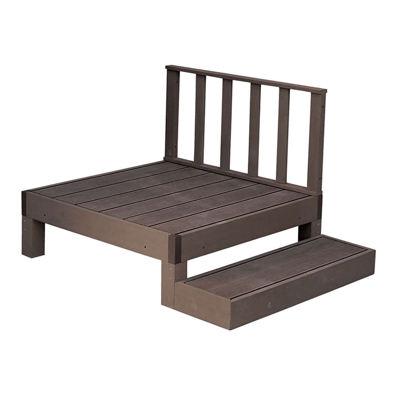 住まいスタイル 人工木ウッドデッキ エコフィール 縁台 1台 ステップ・フェンスセット ダークブラウン PWDE-1P-SFSET-DBR 1セット（ご注文単位1セット）【直送品】