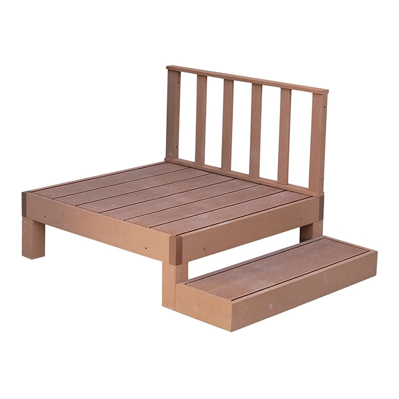 住まいスタイル 人工木ウッドデッキ エコフィール 縁台 1台 ステップ・フェンスセット ライトブラウン PWDE-1P-SFSET-LBR 1セット（ご注文単位1セット）【直送品】