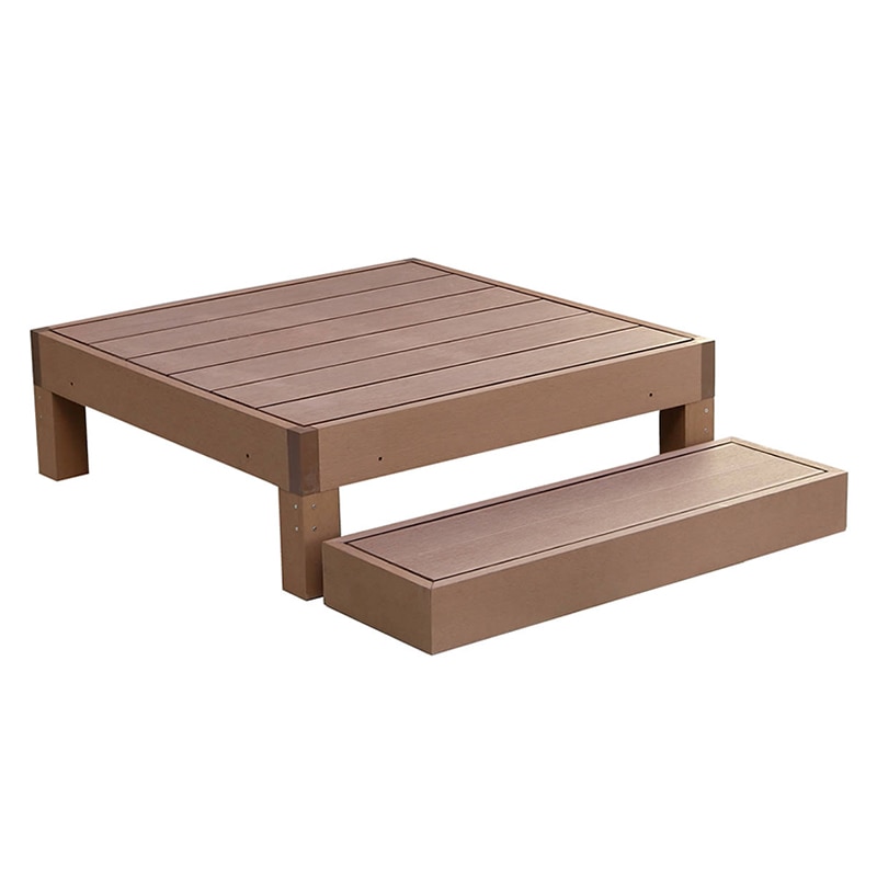 住まいスタイル 人工木ウッドデッキ エコフィール 縁台 1台 ステップセット ライトブラウン PWDE-1P-STP-LBR 1セット（ご注文単位1セット）【直送品】