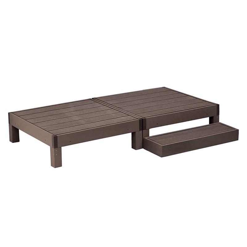 住まいスタイル 人工木ウッドデッキ エコフィール 縁台 2台 ステップセット ダークブラウン PWDE-2P-STP-DBR 1セット（ご注文単位1セット）【直送品】