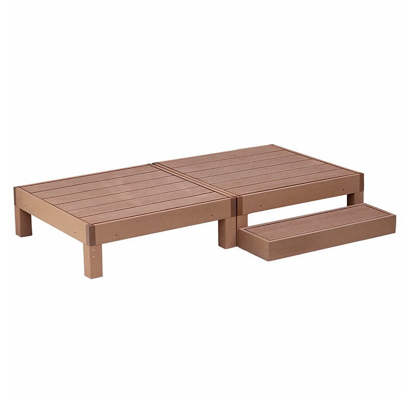 住まいスタイル 人工木ウッドデッキ エコフィール 縁台 2台 ステップセット ライトブラウン PWDE-2P-STP-LBR 1セット（ご注文単位1セット）【直送品】