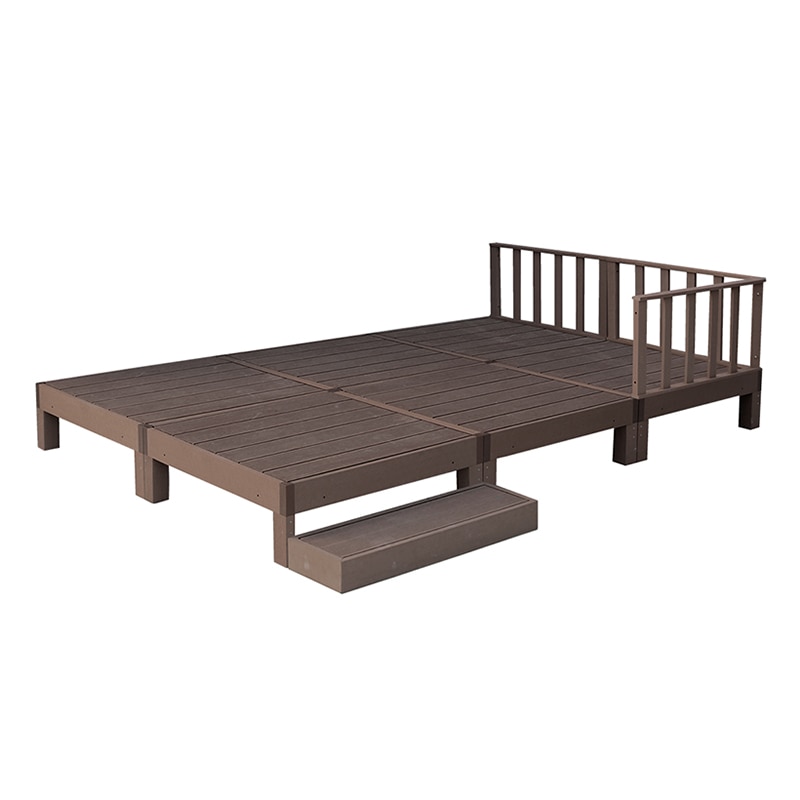 住まいスタイル 人工木ウッドデッキ エコフィール 縁台 6台 ステップ・フェンスセット ダークブラウン PWDE-6P-SFSET-DBR 1セット（ご注文単位1セット）【直送品】