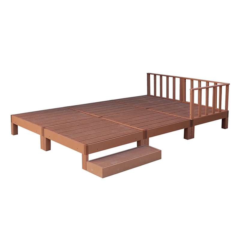 住まいスタイル 人工木ウッドデッキ エコフィール 縁台 6台 ステップ・フェンスセット ライトブラウン PWDE-6P-SFSET-LBR 1セット（ご注文単位1セット）【直送品】