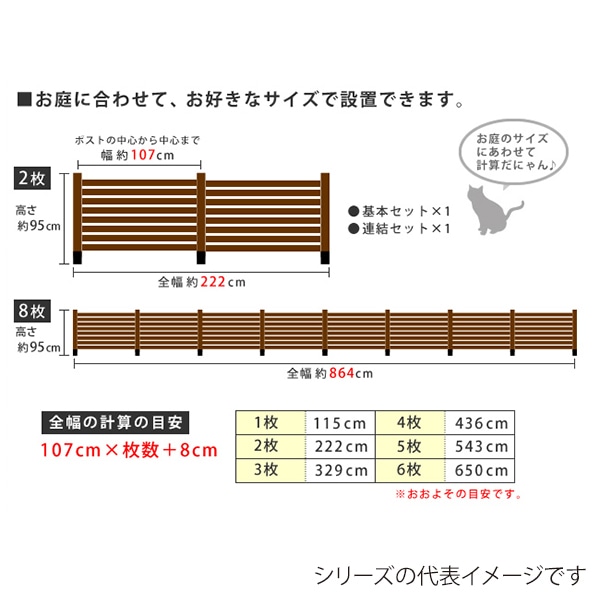 住まいスタイル ボーダーフェンス スプレッド 土中用 8連結セット ダークブラウン SFBF1000-8UB-DBR 1セット（ご注文単位1セット）【直送品】