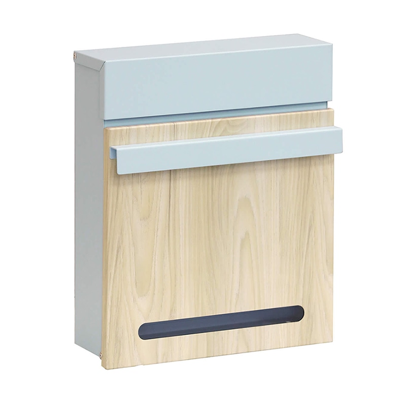 住まいスタイル 木目調壁掛けポスト ルカ ブルー PST-001BLU 1個（ご注文単位1個）【直送品】