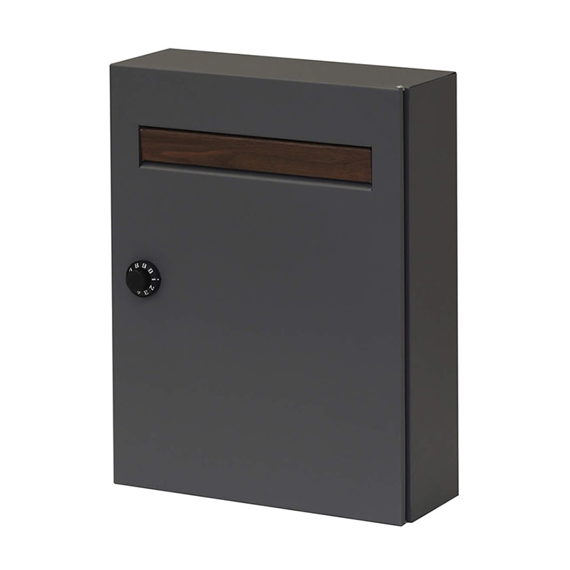 住まいスタイル 木目調フラップ壁掛けポスト エン グレー PST-003GRY 1個（ご注文単位1個）【直送品】