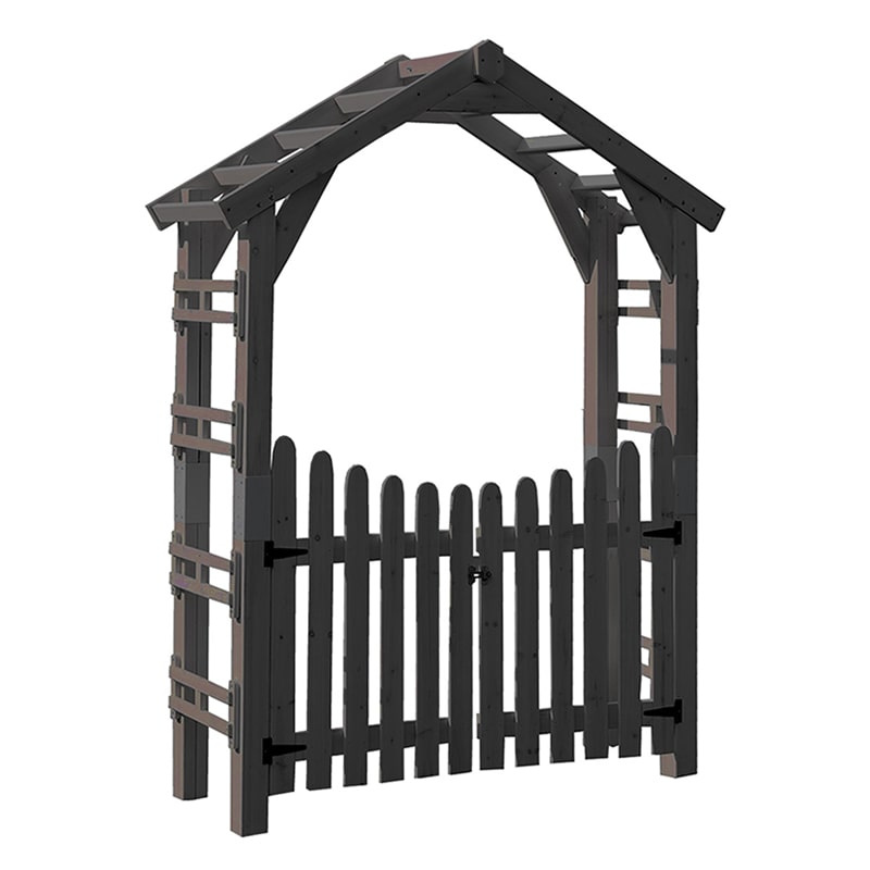 住まいスタイル 天然木製三角アーチ ウッドチャーチ ゲートセット ダークブラウン TR-2100G-SET-DBR 1セット（ご注文単位1セット）【直送品】