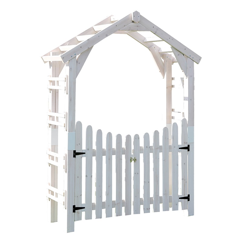 住まいスタイル 天然木製三角アーチ ウッドチャーチ ゲートセット ホワイト TR-2100G-SET-WHT 1セット（ご注文単位1セット）【直送品】