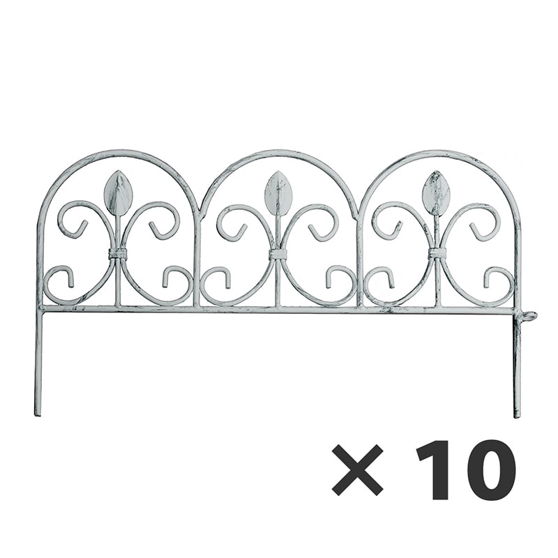 住まいスタイル アイアンミニフェンス リーフ 10枚組 ホワイト IPN-7238TG-10P-WHT 1セット（ご注文単位1セット）【直送品】