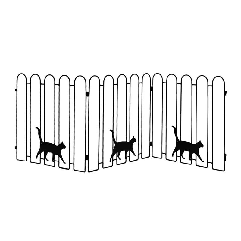 住まいスタイル 折り畳めるアイアンフェンス 猫3連 1枚 ブラック NK120BLK 1個（ご注文単位1個）【直送品】