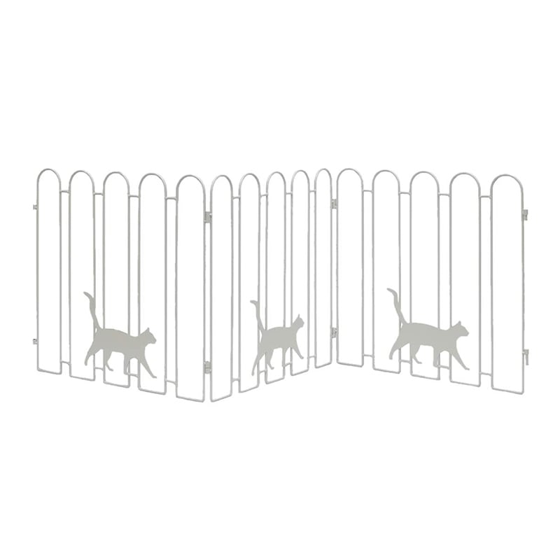住まいスタイル 折り畳めるアイアンフェンス 猫3連 1枚 ホワイト NK120WHT 1個（ご注文単位1個）【直送品】