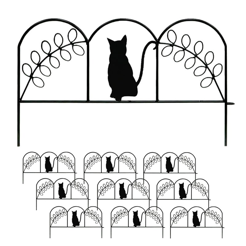 住まいスタイル アイアンフェンス ミニ 猫 10枚組 ブラック NK7238-10P-BLK 1セット（ご注文単位1セット）【直送品】