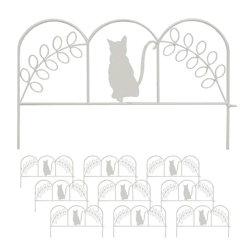 住まいスタイル アイアンフェンス ミニ 猫 10枚組 ホワイト NK7238-10P-WHT 1セット（ご注文単位1セット）【直送品】