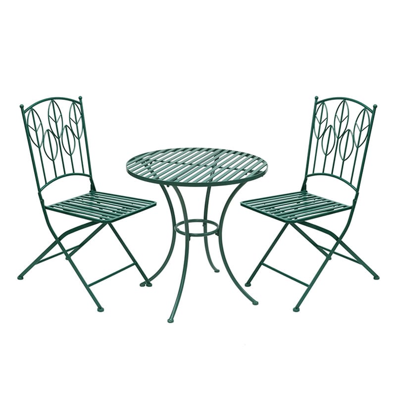 住まいスタイル サニーリーフ アイアン製ラウンドテーブル 3点セット SPL-9000C-3PS-GRN 1セット（ご注文単位1セット）【直送品】