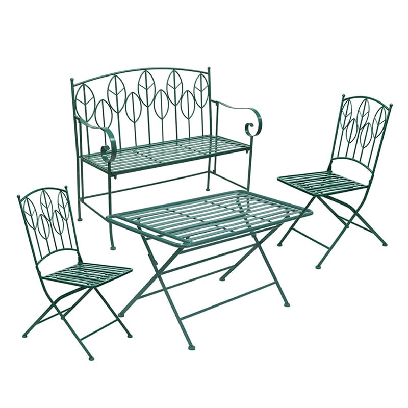 住まいスタイル サニーリーフ アイアン製ローテーブル 4点セット SPL-9003CB-4PS-GRN 1セット（ご注文単位1セット）【直送品】
