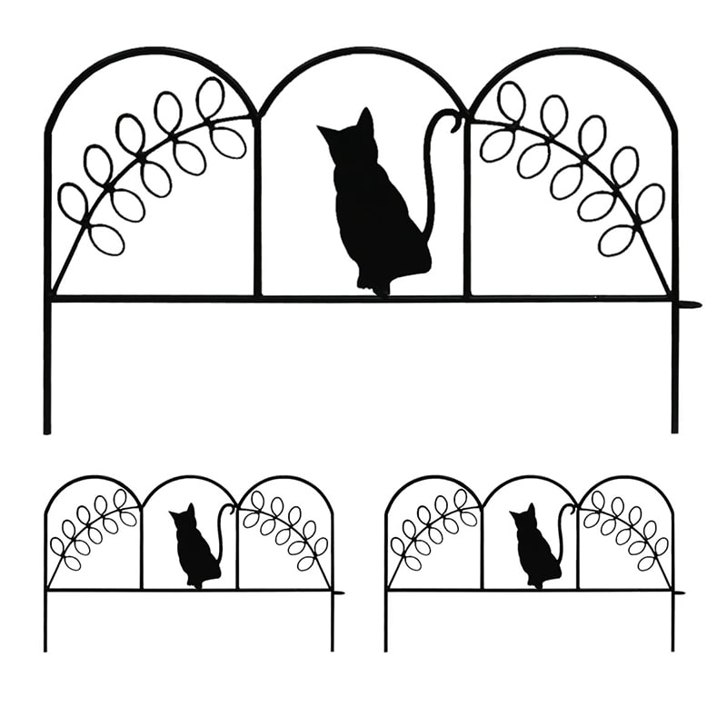 住まいスタイル アイアンフェンス ミニ 猫 3枚組 ブラック NK7238-3P-BLK 1セット（ご注文単位1セット）【直送品】