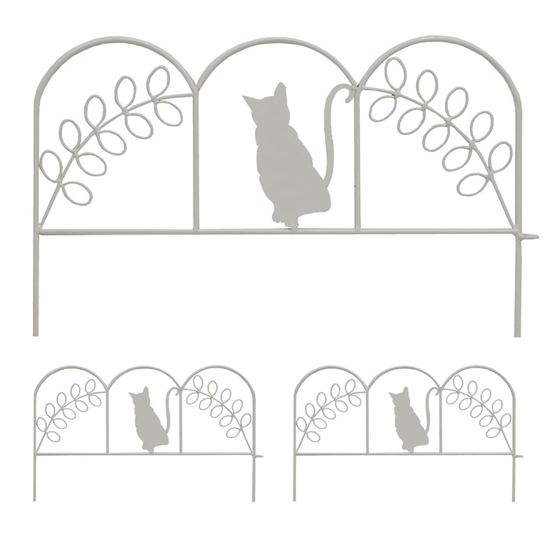 住まいスタイル アイアンフェンス ミニ 猫 3枚組 ホワイト NK7238-3P-WHT 1セット（ご注文単位1セット）【直送品】