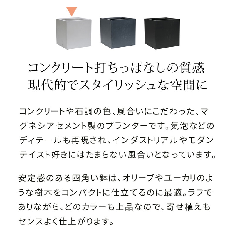 住まいスタイル マグネシアプランター テクスチャー 角型50cm ホワイト TEX-500C-WHT 1個(ご注文単位1個)【直送品】