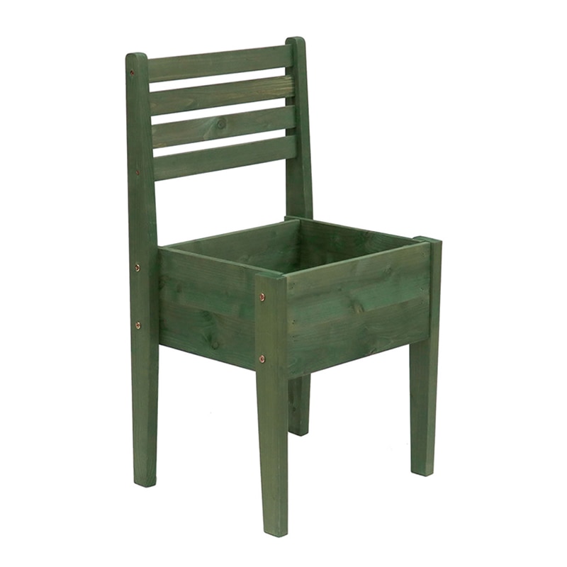 住まいスタイル 天然木製チェア型プランタースタンド 幅40cm ダークグリーン CP40DGN 1個（ご注文単位1個）【直送品】