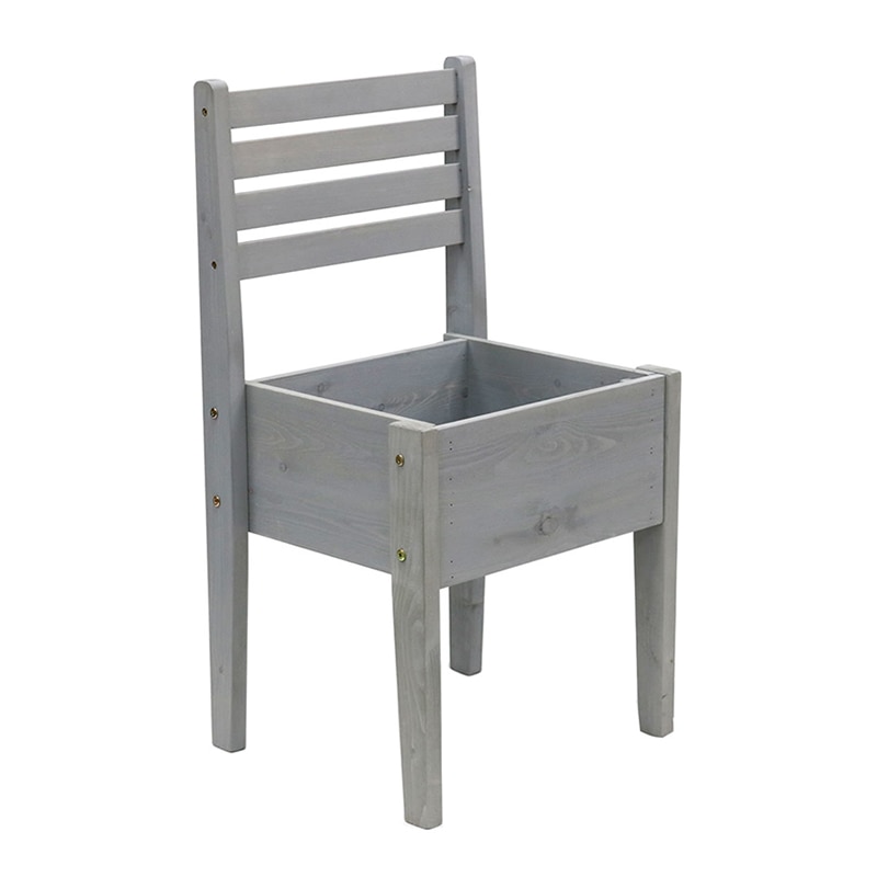 住まいスタイル 天然木製チェア型プランタースタンド 幅40cm グレー CP40GRY 1個（ご注文単位1個）【直送品】