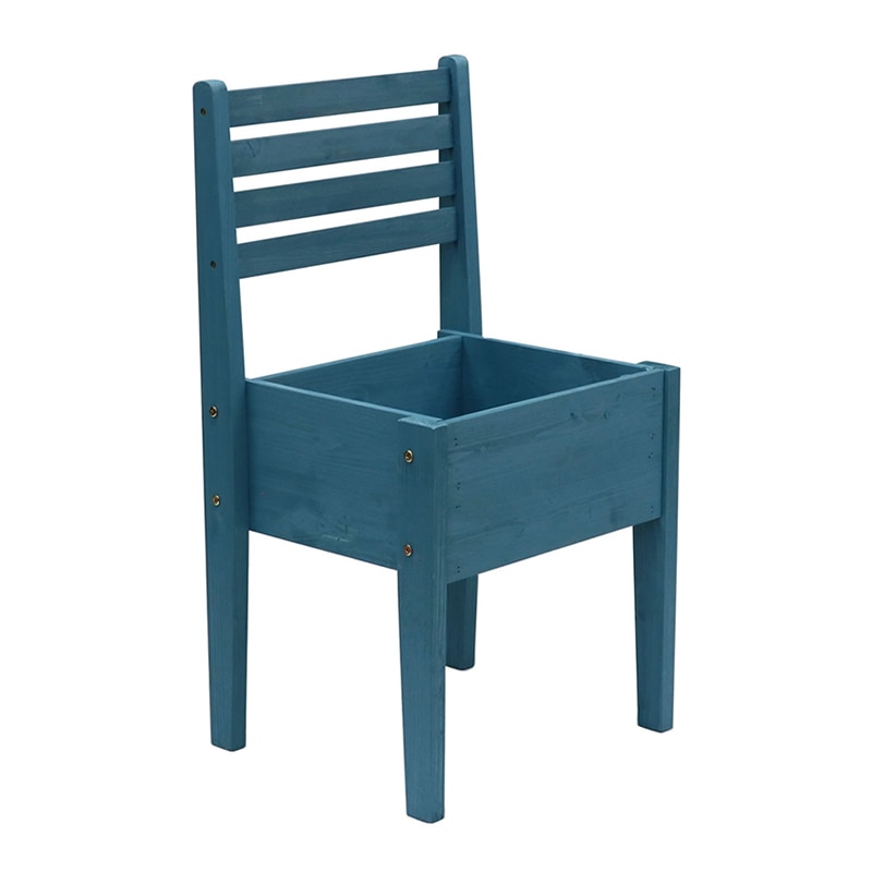 住まいスタイル 天然木製チェア型プランタースタンド 幅40cm ブルー CP40BLU 1個（ご注文単位1個）【直送品】