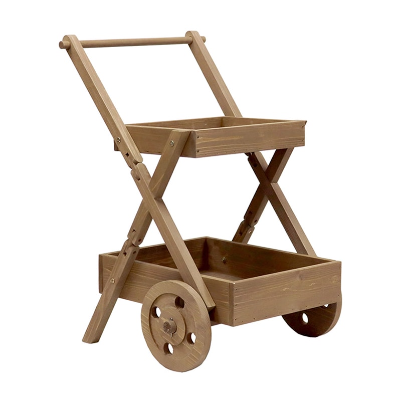 住まいスタイル 天然木製ワゴン型プランタースタンド ライトブラウン FW72LBR 1個（ご注文単位1個）【直送品】