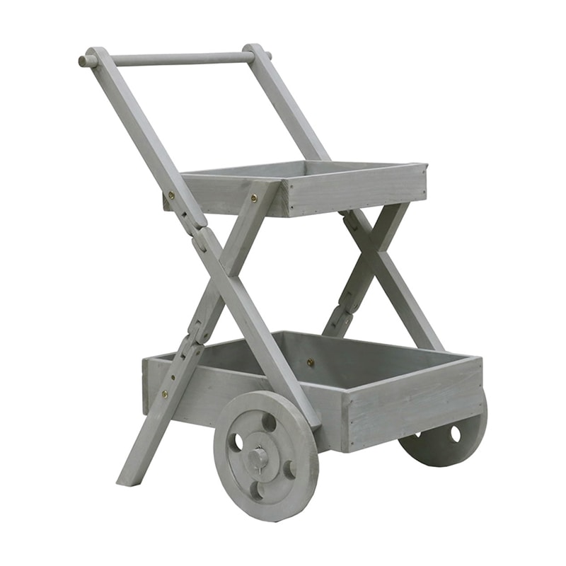 住まいスタイル 天然木製ワゴン型プランタースタンド グレー FW72GRY 1個（ご注文単位1個）【直送品】