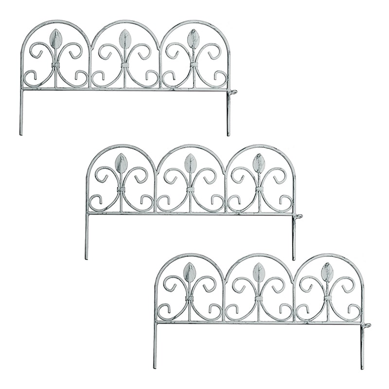 住まいスタイル アイアンミニフェンス リーフ 3枚組 ホワイト IPN-7238TG-3P-WHT 1セット（ご注文単位1セット）【直送品】