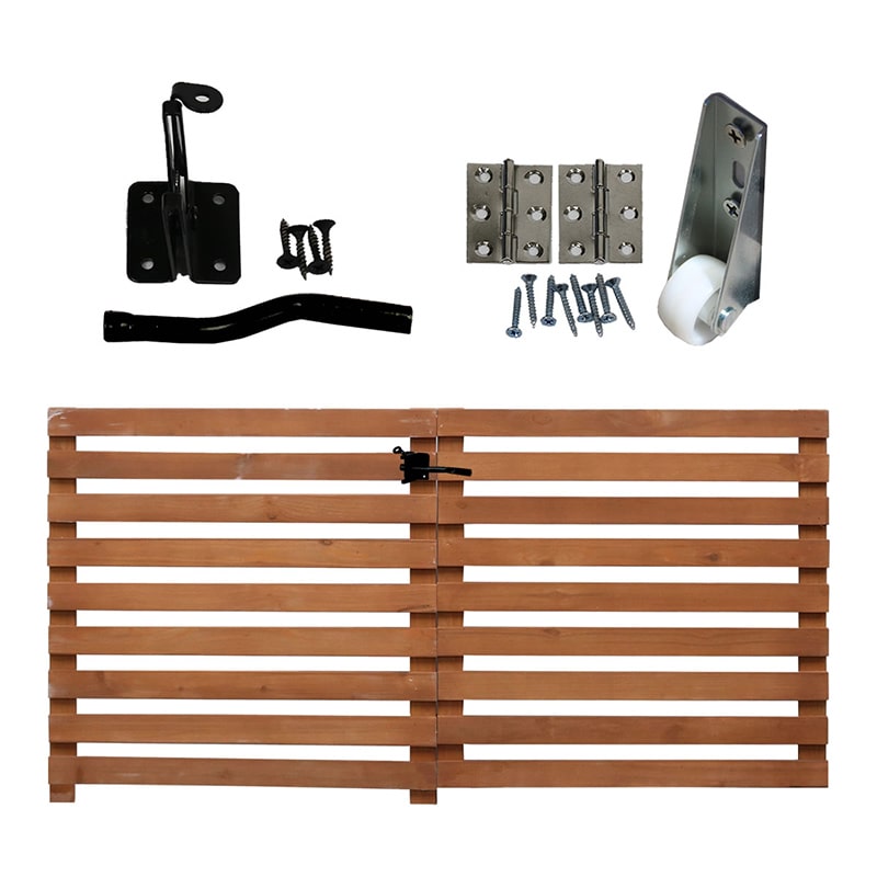 住まいスタイル 折り畳めるウッドフェンスゲートセット 横ボーダー 142×71 ライトブラウン WF-YKG-LBR 1セット（ご注文単位1セット）【直送品】