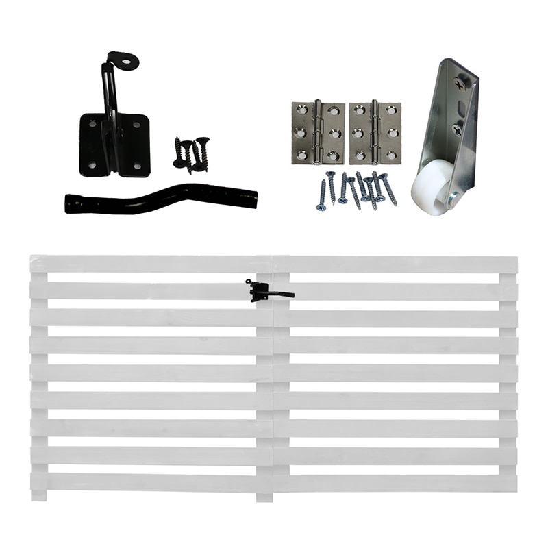 住まいスタイル 折り畳めるウッドフェンスゲートセット 横ボーダー 142×71 ホワイト WF-YKG-WHT 1セット（ご注文単位1セット）【直送品】