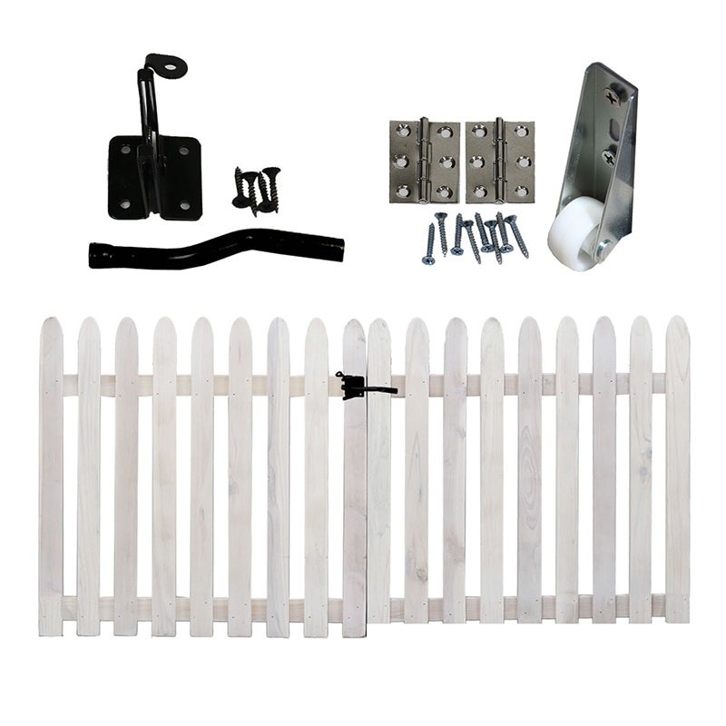 住まいスタイル 折り畳めるウッドフェンスゲートセット 縦ストライプ 142×71 ホワイト WF-HG-WHT 1セット（ご注文単位1セット）【直送品】