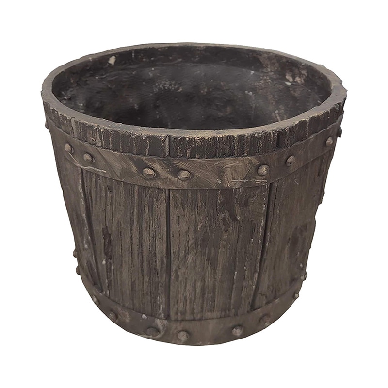 住まいスタイル FRP製バレル型プランター 大 直径30cm ダークブラウン EBP-30DBR 1個（ご注文単位1個）【直送品】