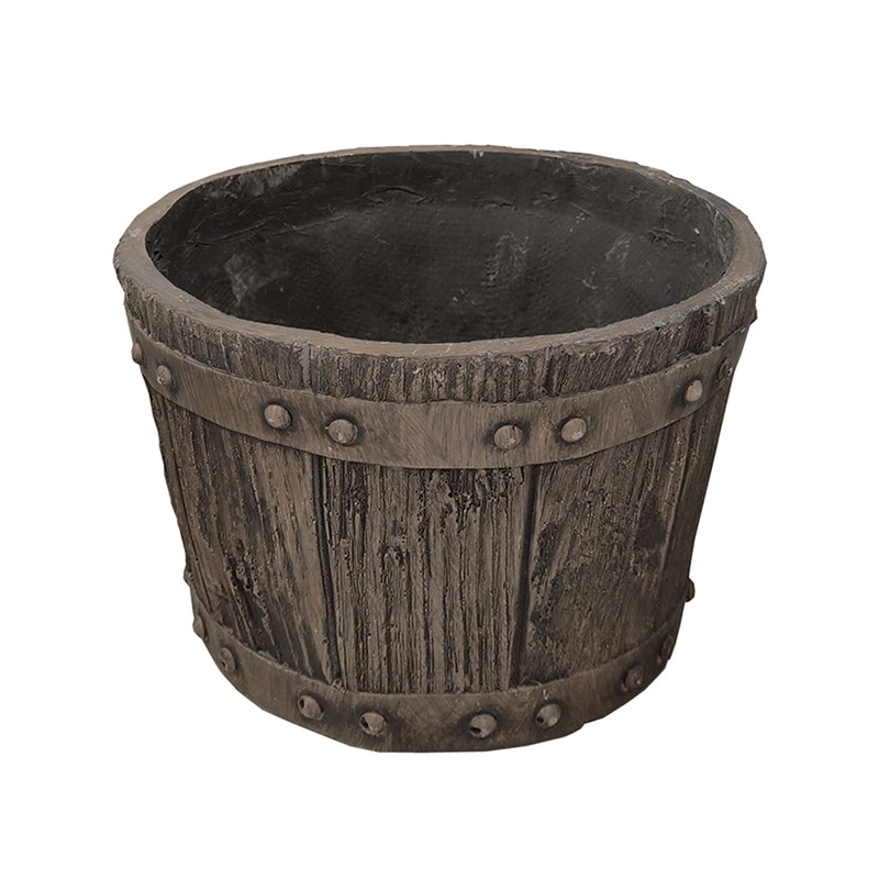 住まいスタイル FRP製バレル型プランター 小 直径24cm ダークブラウン EBP-24DBR 1個（ご注文単位1個）【直送品】