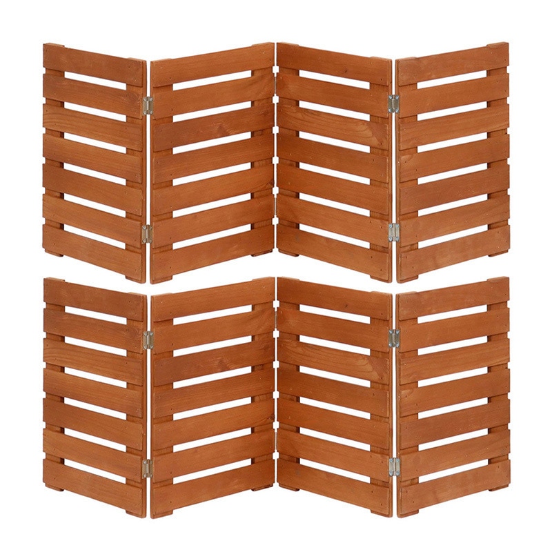 住まいスタイル 折り畳めるウッドミニフェンス 横ボーダー 2枚組 幅120cm ライトブラウン WF-120YK-2P-LBR 1セット（ご注文単位1セット）【直送品】