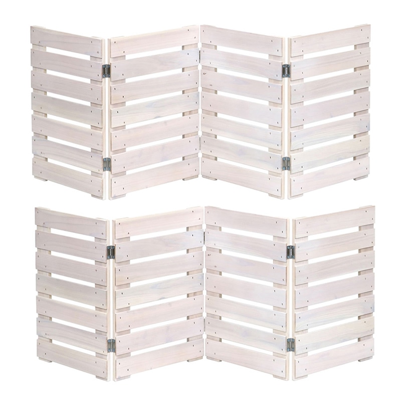 住まいスタイル 折り畳めるウッドミニフェンス 横ボーダー 2枚組 幅120cm ホワイト WF-120YK-2P-WHT 1セット（ご注文単位1セット）【直送品】