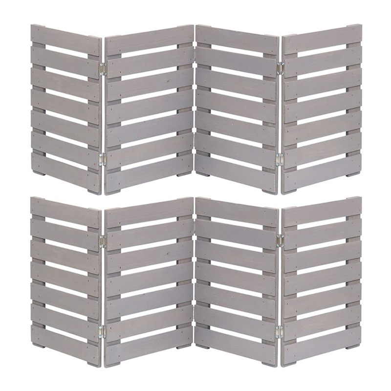 住まいスタイル 折り畳めるウッドミニフェンス 横ボーダー 2枚組 幅120cm グレー WF-120YK-2P-GRY 1セット（ご注文単位1セット）【直送品】