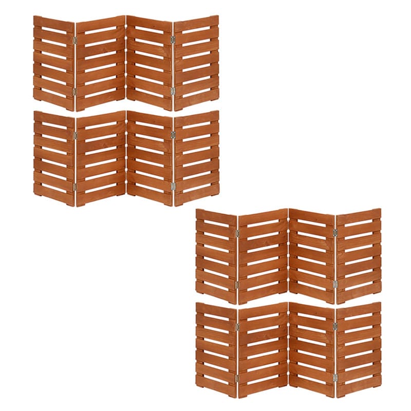 住まいスタイル 折り畳めるウッドミニフェンス 横ボーダー 4枚組 幅120cm ライトブラウン WF-120YK-4P-LBR 1セット（ご注文単位1セット）【直送品】