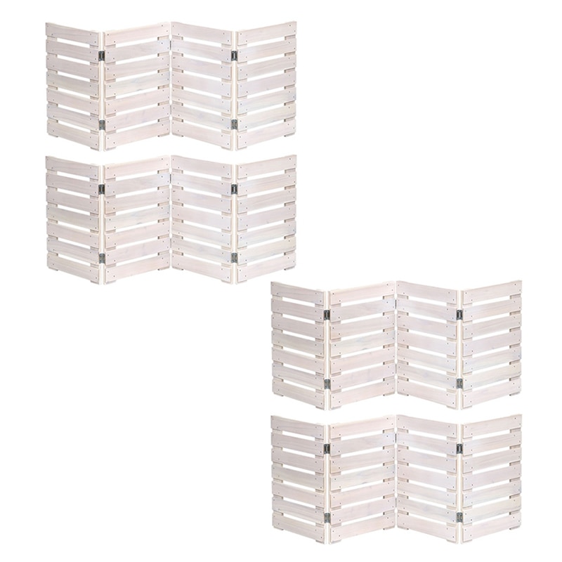 住まいスタイル 折り畳めるウッドミニフェンス 横ボーダー 4枚組 幅120cm ホワイト WF-120YK-4P-WHT 1セット（ご注文単位1セット）【直送品】