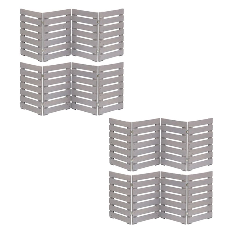 住まいスタイル 折り畳めるウッドミニフェンス 横ボーダー 4枚組 幅120cm グレー WF-120YK-4P-GRY 1セット（ご注文単位1セット）【直送品】