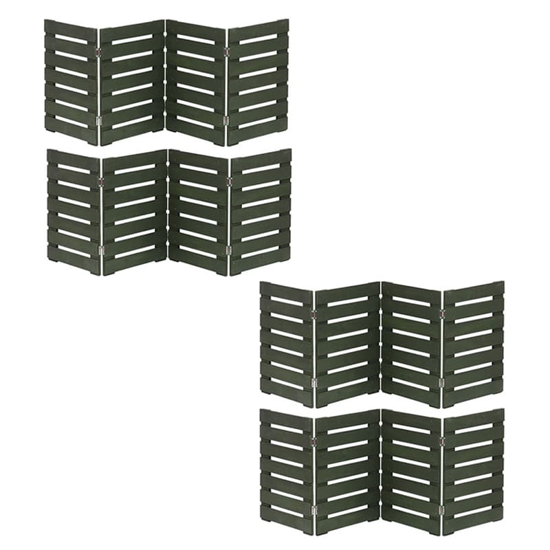 住まいスタイル 折り畳めるウッドミニフェンス 横ボーダー 4枚組 幅120cm ダークグリーン WF-120YK-4P-DGN 1セット（ご注文単位1セット）【直送品】