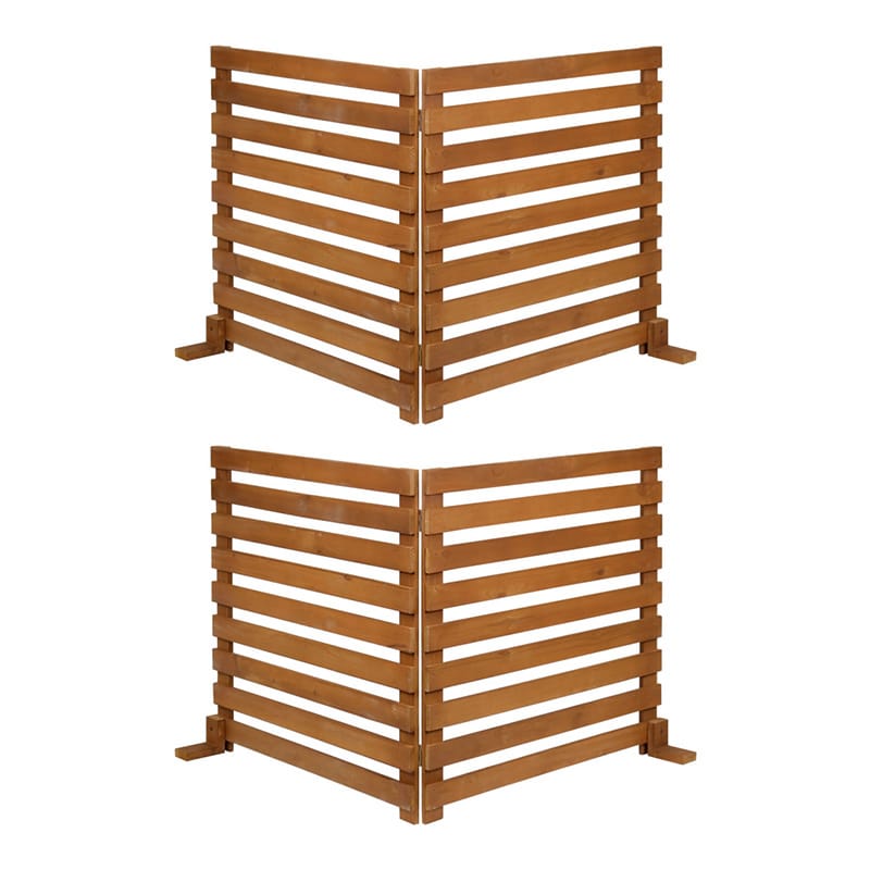 住まいスタイル 折り畳めるウッドフェンス 横ボーダー 2枚組 142×71 ライトブラウン WF-284YK-LBR 1セット（ご注文単位1セット）【直送品】