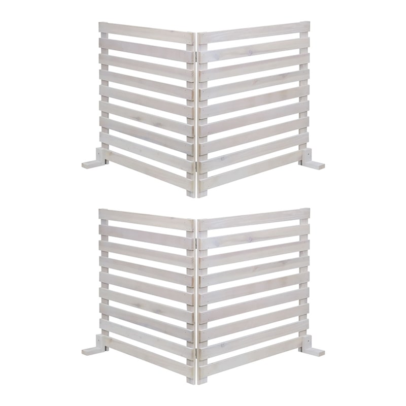 住まいスタイル 折り畳めるウッドフェンス 横ボーダー 2枚組 142×71 ホワイト WF-284YK-WHT 1セット（ご注文単位1セット）【直送品】