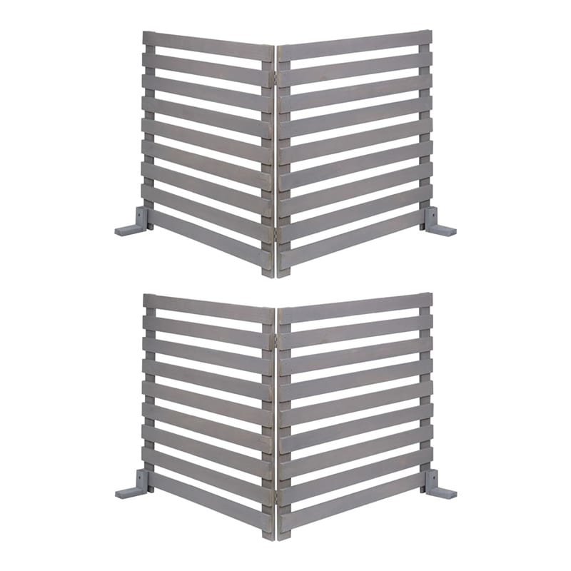 住まいスタイル 折り畳めるウッドフェンス 横ボーダー 2枚組 142×71 グレー WF-284YK-GRY 1セット（ご注文単位1セット）【直送品】