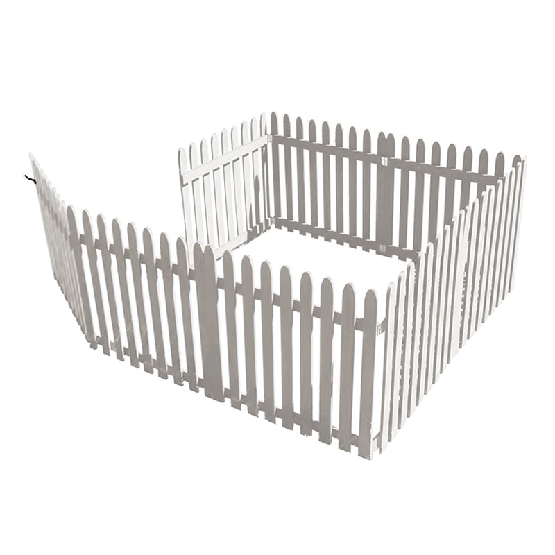 住まいスタイル 折り畳めるウッドフェンス ゲート付サークルセット 縦ストライプ ホワイト WF-142FGS-WHT 1セット（ご注文単位1セット）【直送品】